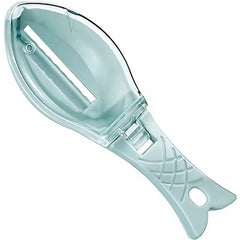 Curatator Manual Solzi de Peste, Kadeny, Forma Peste , Recipient cu Capcac pentru Solzi, Plastic, Albastru deschis, 16x6 cm