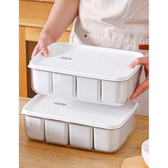 Cutie pentru Depozitare Alimente, Kadeny, 8 Compartimente cu Capac, Material PET+PP, 29 x 20 x 9 cm, Alb/Transparent