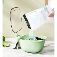 Cutie de Depozitare a Condimentelor, Kadeny, de Uz Casnic, cu Maner Stabil, cu Capac, 4 Compartimente Principale, 21 x 14 x 10 cm, Verde