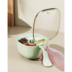 Cutie de Depozitare a Condimentelor, Kadeny, de Uz Casnic, cu Maner Stabil, cu Capac, 4 Compartimente Principale, 21 x 14 x 10 cm, Verde