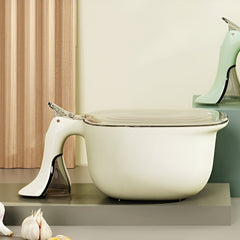 Cutie de Depozitare a Condimentelor, Kadeny, de Uz Casnic, cu Maner Stabil, cu Capac, 4 Compartimente Principale, 21 x 14 x 10 cm, Crem