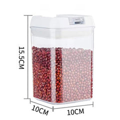 Cutie de Depozitare Alimente, Kadeny, Cutie de Depozitare tip Container pentru Bucatarie, cu Capac, Inchidere Ermetica, Cutie pentru Cereale, 15.5 x 10 x 10 cm, volum 0.8 L, Alb