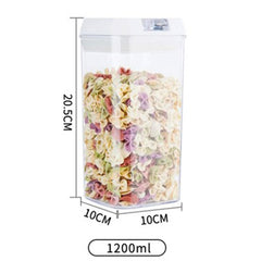 Cutie de Depozitare Alimente, Kadeny, Cutie de Depozitare tip Container pentru Bucatarie, cu Capac, Inchidere Ermetica, Cutie pentru Cereale, 20.5 x 10 x 10 cm, volum 1.2 L, Alb