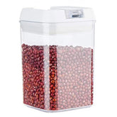 Cutie de Depozitare Alimente, Kadeny, Cutie de Depozitare tip Container pentru Bucatarie, cu Capac, Inchidere Ermetica, Cutie pentru Cereale, 15.5 x 10 x 10 cm, volum 0.8 L, Alb