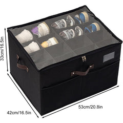 Cutie de Depozitare pentru Pantofi, Kaveny, 53x42x33 cm, cu Capac Transparent si Fermoar, din Panza Oxford, Pliabila, Negru