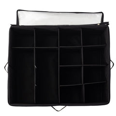 Cutie de Depozitare pentru Pantofi, Kaveny, 53x42x33 cm, cu Capac Transparent si Fermoar, din Panza Oxford, Pliabila, Negru
