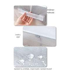 Cutie de Depozitare Pliabila, Kaveny, Cu Fereastra si Fermoar Dublu Rosu, 66 L, Textil, 50x40x33 cm, Cadru Metalic, Impermeabila, Transparent