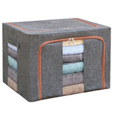 Cutie de depozitare pliabila, Kaveny, Cu fermoar, 100 L, Textil, 60x42x40 cm, Cadru Metalic, Suport Baza Stabil din Plastic, Gri
