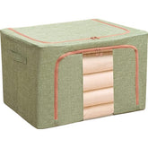 Cutie de depozitare pliabila, Kaveny, Cu fermoar, 100 L, Textil, 60x42x40 cm, Cadru Metalic, Suport Baza Stabil din Plastic, Verde