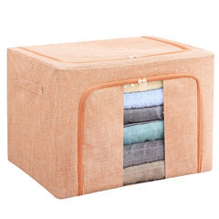 Cutie de depozitare pliabila, Kaveny, Cu fermoar, 66 L, Textil, 50x40x33 cm, Cadru Metalic, Suport Baza Stabil din Plastic, Roz pudrat, model 2