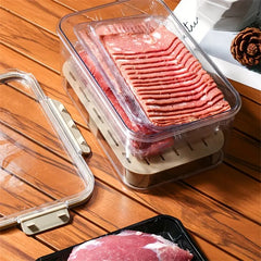 Cutie de Depozitare Portabila, Kadeny, cu Separator pentru Gheata si Scurgere, Mentine Rece, Caserola Pranz, 25x16.5x11.5 cm, Crem/Transparent