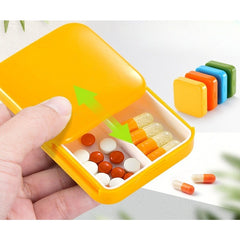 Cutie depozitare medicamente, 2 compartimente, Glisanta, Galben, Patrata, Kaveny, Inchidere etans