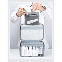 Geanta cosmetice voiaj, Kadeny, material textil, impermeabil, Gri, 12.5 x 9 x 22 cm