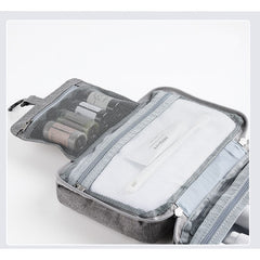 Geanta cosmetice voiaj, Kadeny, material textil, impermeabil, Gri, 12.5 x 9 x 22 cm