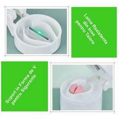 Cutie Pastile Multifunctionala, Kaveny, 4 in 1, Pahar Apa, Taiere, Sfaramare, Depozitare, Compact, ABS cu Lama din Inox, Alb, 8.7x6.2x4.1 cm