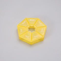 Cutie separator medicamente cu zilele saptamanii, Kaveny, Plastic, 7 compartimente, Galben