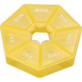 Cutie separator medicamente cu zilele saptamanii, Kaveny, Plastic, 7 compartimente, Galben
