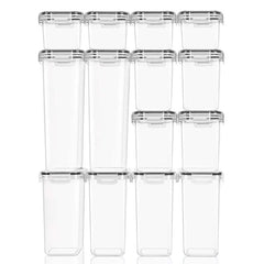 Cutii de depozitare alimente, Kadeny, Set din 14 Cutii pentru Condimente, Cereale, Cutii pentru Bucatarie, din Plastic PP, Cutii Alimentare, Diferite Dimensiuni, Transparente