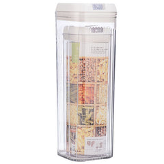 Cutii de Depozitare Alimente, Kadeny, Set din 2 Cutii de tip Container, Recipiente pentru Cereale in Bucatarie, 1.2 L-10x30.5 cm, 2.5 L-12.5x12.5x36.5 cm, Transparente cu Capac Alb