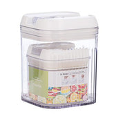 Cutii de Depozitare Alimente, Kadeny, Set din 2 Cutii de tip Container, Recipiente pentru Cereale in Bucatarie, 0.5 L-10x10.5 cm, 1.3 L-12.5x12.5x16.5 cm, Transparente cu Capac Alb