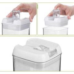 Cutii de Depozitare Alimente, Kadeny, set din 5 Cutii pentru Condimente, Volumetrie 0.5l, 0.8l, 1.2l, 1.9l, Transparente cu Capac Alb