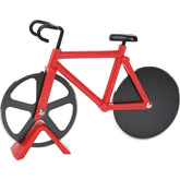 Cutit pizza creativ Kaveny, in forma de bicicleta, cu suport pentru cutit, 19 x 12.5 cm, otel/PP, negru