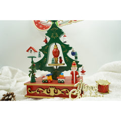 Cutiuta muzicala decorata de Craciun, Brad, Verde, din Lemn, 17 cm x 27 cm, Interior, Kadeny