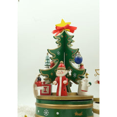 Cutiuta muzicala decorata de Craciun Bradut, Verde, din Lemn, 12 cm x 22 cm, Interior, Kadeny