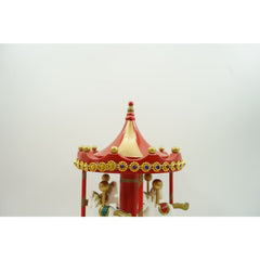 Cutiuta muzicala decorata de Craciun, Carusel rotativ, Rosu, din Lemn, Interior, Kadeny