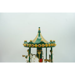 Cutiuta muzicala decorata de Craciun, Carusel rotativ, Verde, din Lemn, Interior, Kadeny