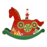 Cutiuta muzicala decorata de Craciun, Ponei, Rosu, din Lemn, 18 cm x 25 cm, Interior, Kadeny
