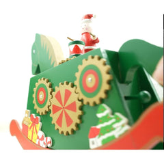 Cutiuta muzicala decorata de Craciun, Ponei, Verde, din Lemn, 18 cm x 25 cm, Interior, Kadeny