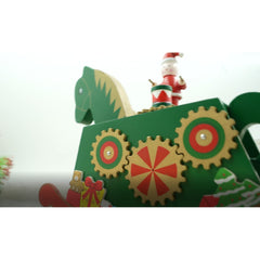 Cutiuta muzicala decorata de Craciun, Ponei, Verde, din Lemn, 18 cm x 25 cm, Interior, Kadeny