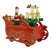 Cutiuta muzicala decorata, Sania lui Mos Craciun, Rosu, din Lemn, 16 cm x 18.5 cm, Interior, Kadeny