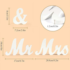 Decor pentru Masa, Kaveny, Model Mr&Mrs, Tematica Nunta, 10x20 cm, Alb
