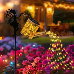 Decor Ornament pentru Gradina, Kadeny, Decoratiune pentru Gradina, Model Zana cu Stropitoare, Lumini LED Alb Cald, Inaltime 63 cm, Negru