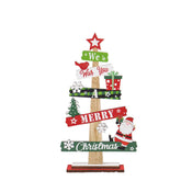 Decoratiune de Craciun din Lemn, Kadeny, pentru Masa, Scris We Wish You A Merry Christmas, Model Bradut, 21.5x12.2x4 cm, Multicolor