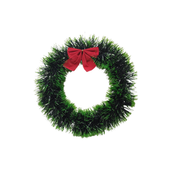 Coronita Craciun CNX 9244-3, PVC, verde / verde deschis, 20cm, cu fundita