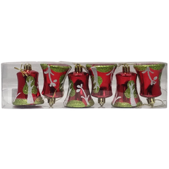 Globuri brad Craciun CNX 9270-11, clopotel, PVC, rosu, set 6 buc