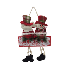 Decoratiuni Craciun CNX 9270-1, Mos Craciun si Om de zapada, textil, 35x20cm