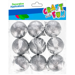 Globuri brad Craciun Craft with Fun 521635, argintiu, 5cm, set 9 buc