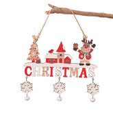 Decoratiune de Craciun din Lemn, Kadeny, cu Snur pentru Agatare in Brad, Model Ren, Scris Let It Snow, 21.9x19 cm, Multicolor