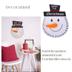 Decoratiune de Craciun Kadeny, Advent calendar, numara zilele pana la Craciun, model Om de Zapada, material poliester, 17 x 13 cm, alb