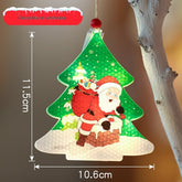 Decoratiune de Craciun Luminoasa in forma de Brad, 11.5 x 10.6 cm, Mos Craciun langa brad, cu agatatoare, Alb Cald, Kaveny