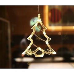 Decoratiune de Craciun Luminoasa in forma de Brad, 21x13 cm, cu Ventuza, Alb Cald, Kadeny