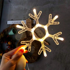 Decoratiune de Craciun Luminoasa in forma de Fulg, 19x19 cm, cu Ventuza, Alb Cald, Kadeny