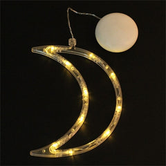 Decoratiune de Craciun Luminoasa in forma de Luna, 18.5x12 cm, cu Ventuza, Alb Cald, Kadeny