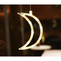 Decoratiune de Craciun Luminoasa in forma de Luna, 18.5x12 cm, cu Ventuza, Alb Cald, Kadeny