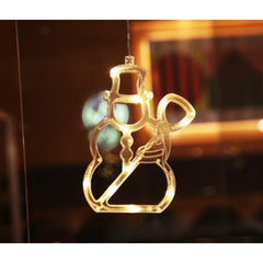 Decoratiune de Craciun Luminoasa in forma de Om de zapada 19x18 cm, cu Ventuza, Alb Cald, Kadeny