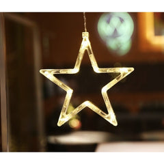 Decoratiune de Craciun Luminoasa in forma de Stea 19x18 cm, cu Ventuza, Alb Cald, Kadeny